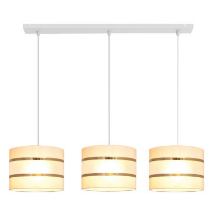 Ljuskrona med upphängningsrem  HELEN 3xE27/15W/230V grädde