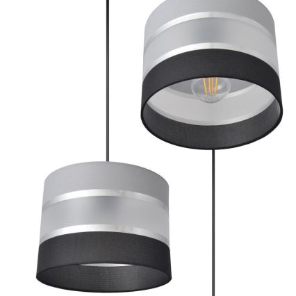 Ljuskrona med upphängningsrem HELEN 3xE27/15W/230V svart/grå/silver