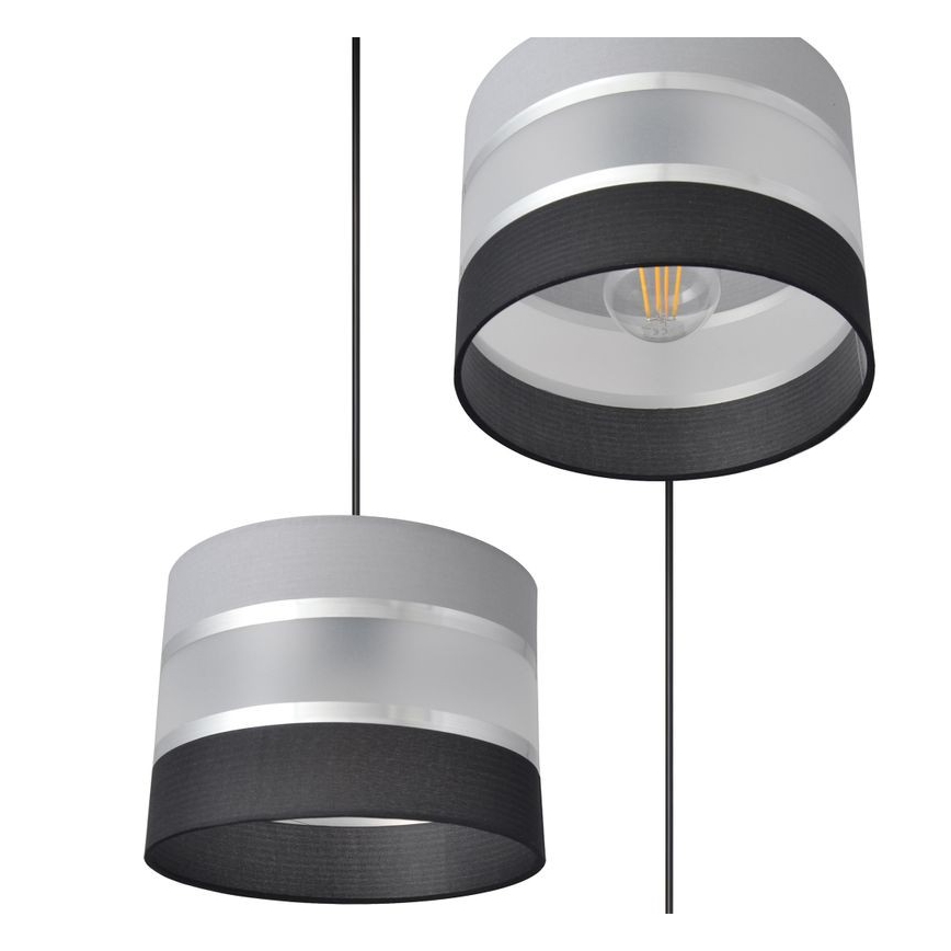 Ljuskrona med upphängningsrem HELEN 3xE27/15W/230V svart/grå/silver