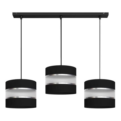 Ljuskrona med upphängningsrem  HELEN 3xE27/15W/230V svart