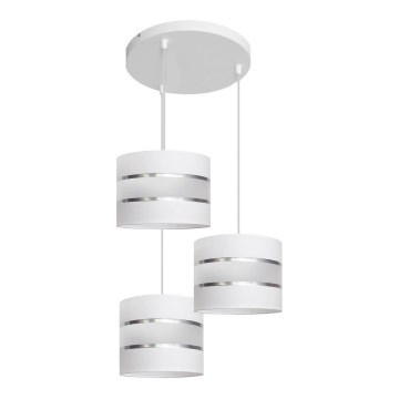 Ljuskrona med upphängningsrem  HELEN 3xE27/15W/230V vit