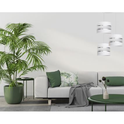 Ljuskrona med upphängningsrem  HELEN 3xE27/15W/230V vit