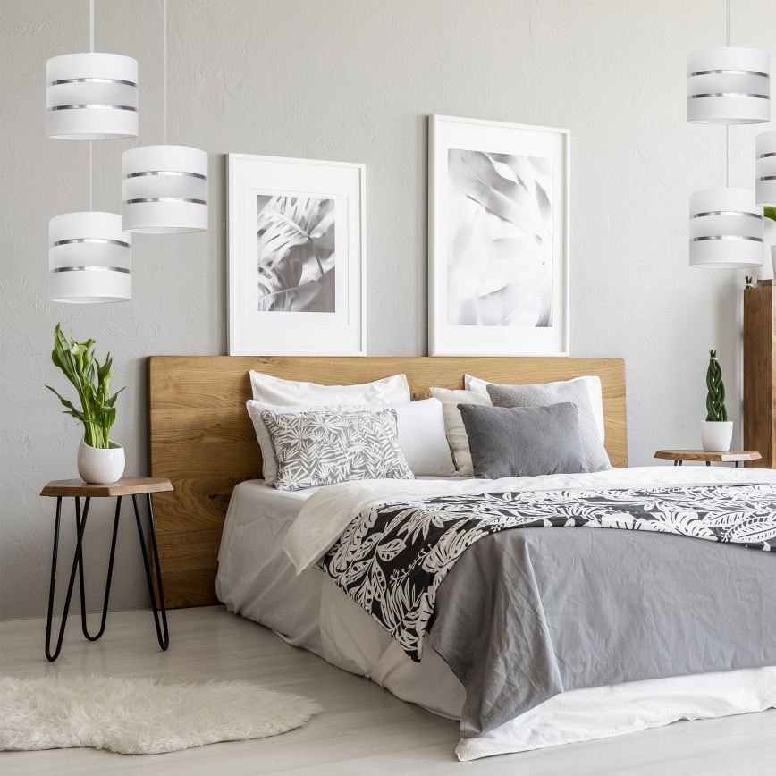 Ljuskrona med upphängningsrem  HELEN 3xE27/15W/230V vit