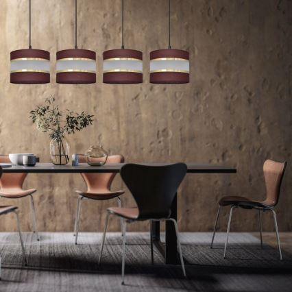 Ljuskrona med upphängningsrem HELEN 4xE27/15W/230V brun/svart/gyllene