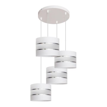 Ljuskrona med upphängningsrem  HELEN 4xE27/15W/230V vit 