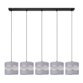 Ljuskrona med upphängningsrem HELEN 5xE27/15W/230V grå/svart