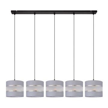 Ljuskrona med upphängningsrem HELEN 5xE27/15W/230V grå/svart