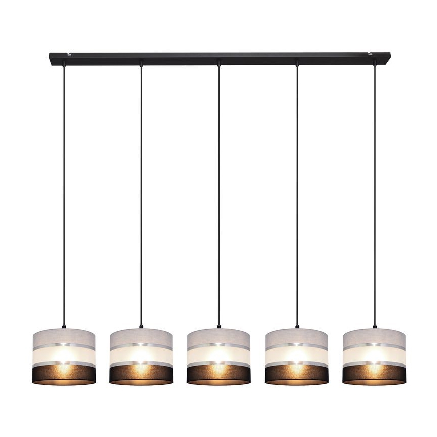 Ljuskrona med upphängningsrem HELEN 5xE27/15W/230V svart/grå/silver