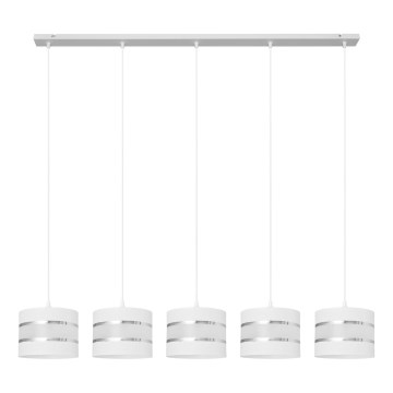 Ljuskrona med upphängningsrem HELEN 5xE27/15W/230V vit