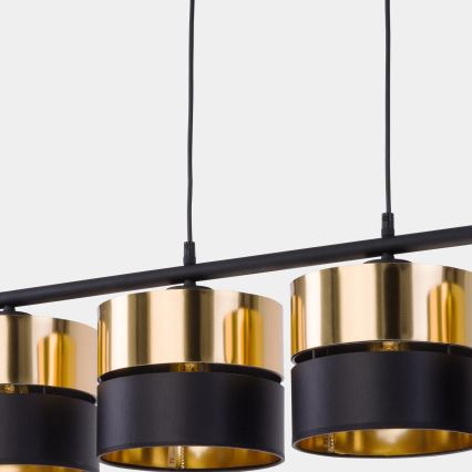 Ljusskrona med upphängningsrem  HILTON 4xE27/15W/230V mässing /svart