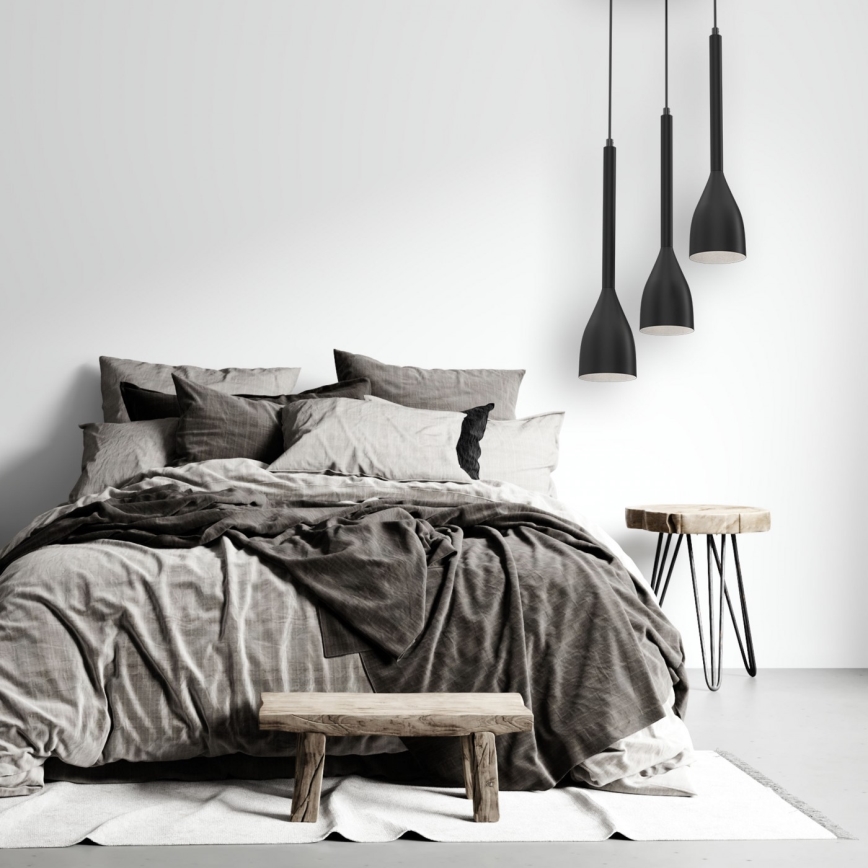 Ljuskrona med upphängningsrem ISTAPPAR 3xE27/60W/230V svart