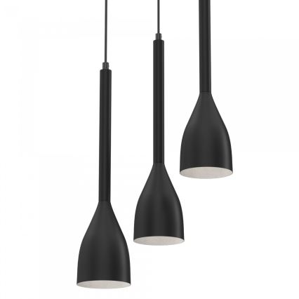 Ljuskrona med upphängningsrem ISTAPPAR 3xE27/60W/230V svart