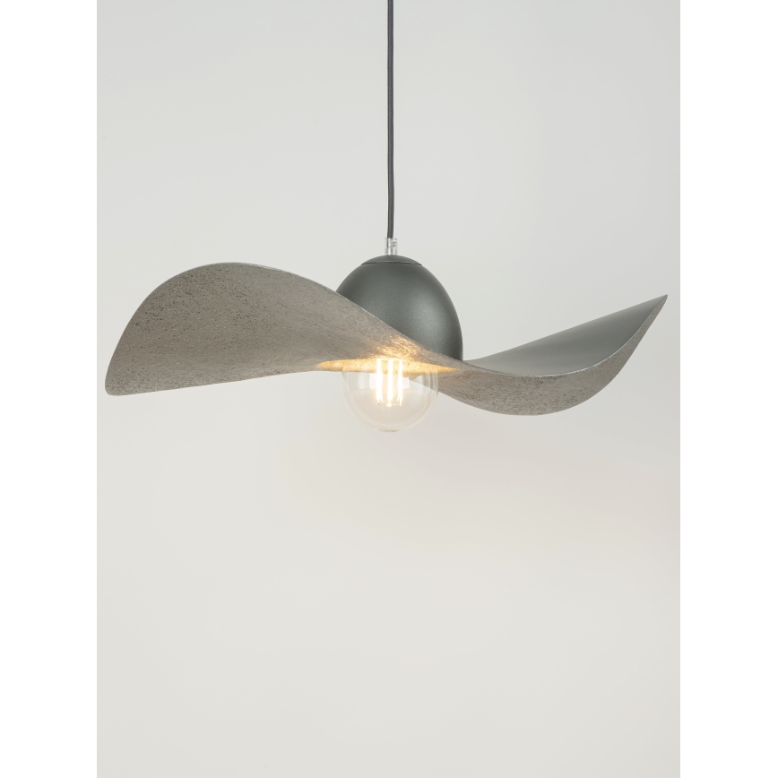 Ljuskrona med upphängningsrem KAPELLO 1xE27/60W/230V diameter 55 cm grå/silver