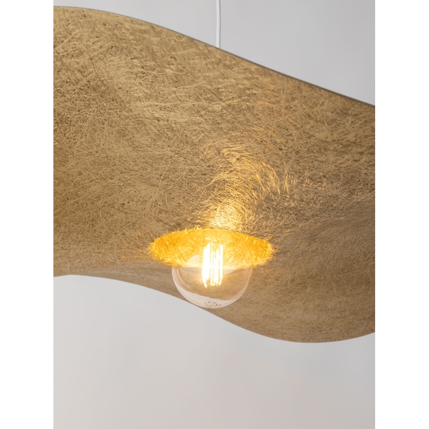 Ljuskrona med upphängningsrem KAPELLO 1xE27/60W/230V diameter 55 cm vit/gyllene