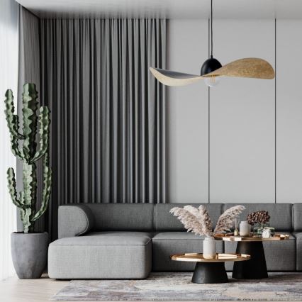 Ljuskrona med upphängningsrem KAPELLO 1xE27/60W/230V diameter 76 cm svart/gyllene