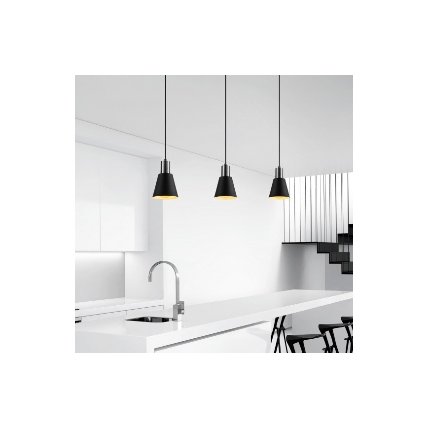 Ljusskrona med upphängningsrem  KEM 1xE27/40W/230V svart 