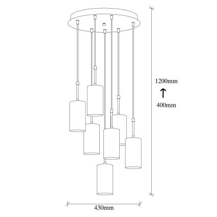 Ljusskrona med upphängningsrem  KEM 7xE27/40W/230V