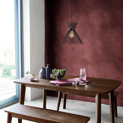 Ljusskrona med upphängningsrem  KIRPI 1xE27/40W/230V svart 