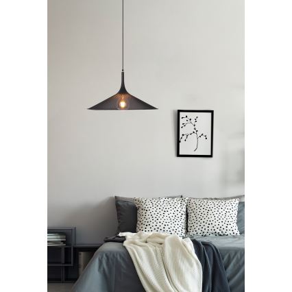 Ljuskrona med upphängningsrem KIRUNA 1xE27/40W/230V diameter 50 cm svart