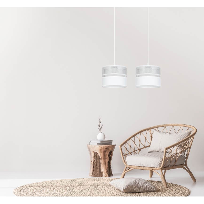 Ljuskrona med upphängningsrem LIMA 2xE27/60W/230V silver/vit