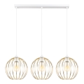 Ljuskrona med upphängningsrem MATT 3xE27/60W/230V vit/gyllene
