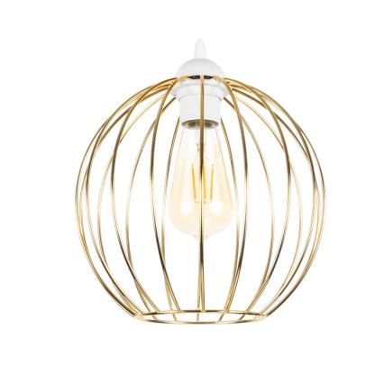 Ljuskrona med upphängningsrem MATT 3xE27/60W/230V vit/gyllene