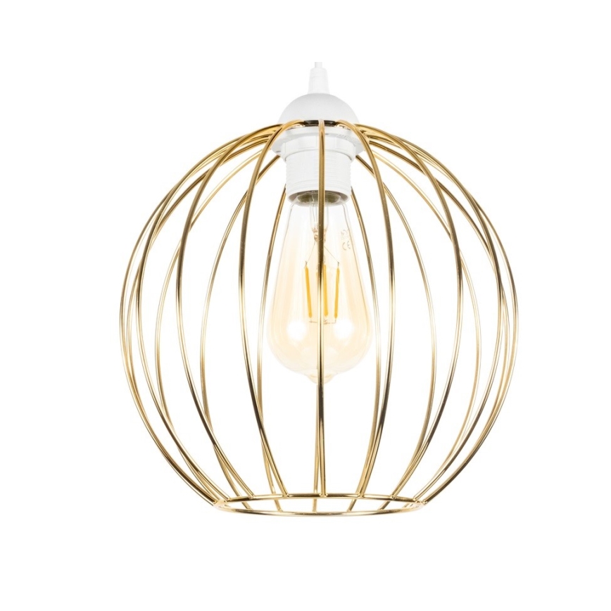 Ljuskrona med upphängningsrem MATT 3xE27/60W/230V vit/gyllene