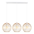 Ljuskrona med upphängningsrem MATT 3xE27/60W/230V vit/koppar