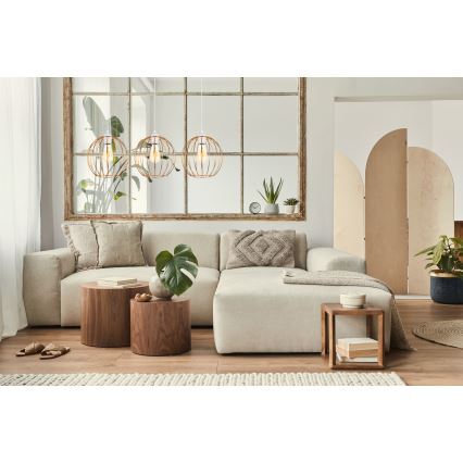 Ljuskrona med upphängningsrem MATT 3xE27/60W/230V vit/koppar