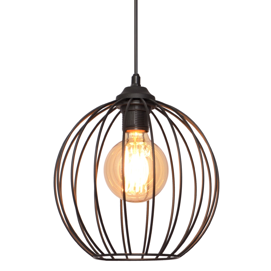 Ljuskrona med upphängningsrem MERCURE 1xE27/15W/230V diameter 24 cm svart