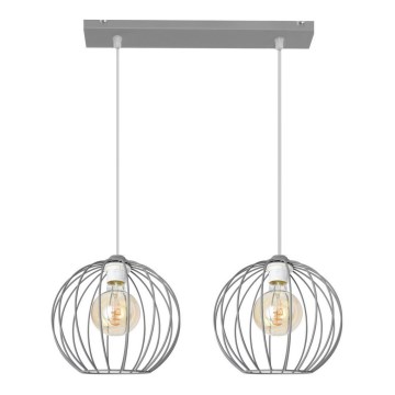 Ljuskrona med upphängningsrem  MERCURE 2xE27/15W/230V grå