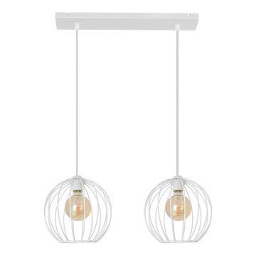 Ljuskrona med upphängningsrem  MERCURE 2xE27/15W/230V vit 