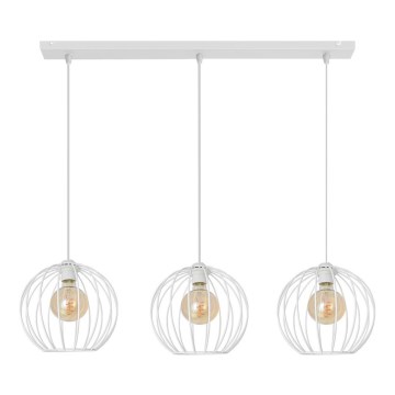 Ljuskrona med upphängningsrem  MERCURE 3xE27/15W/230V vit 