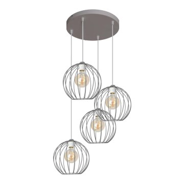 Ljuskrona med upphängningsrem  MERCURE 4xE27/15W/230V grå