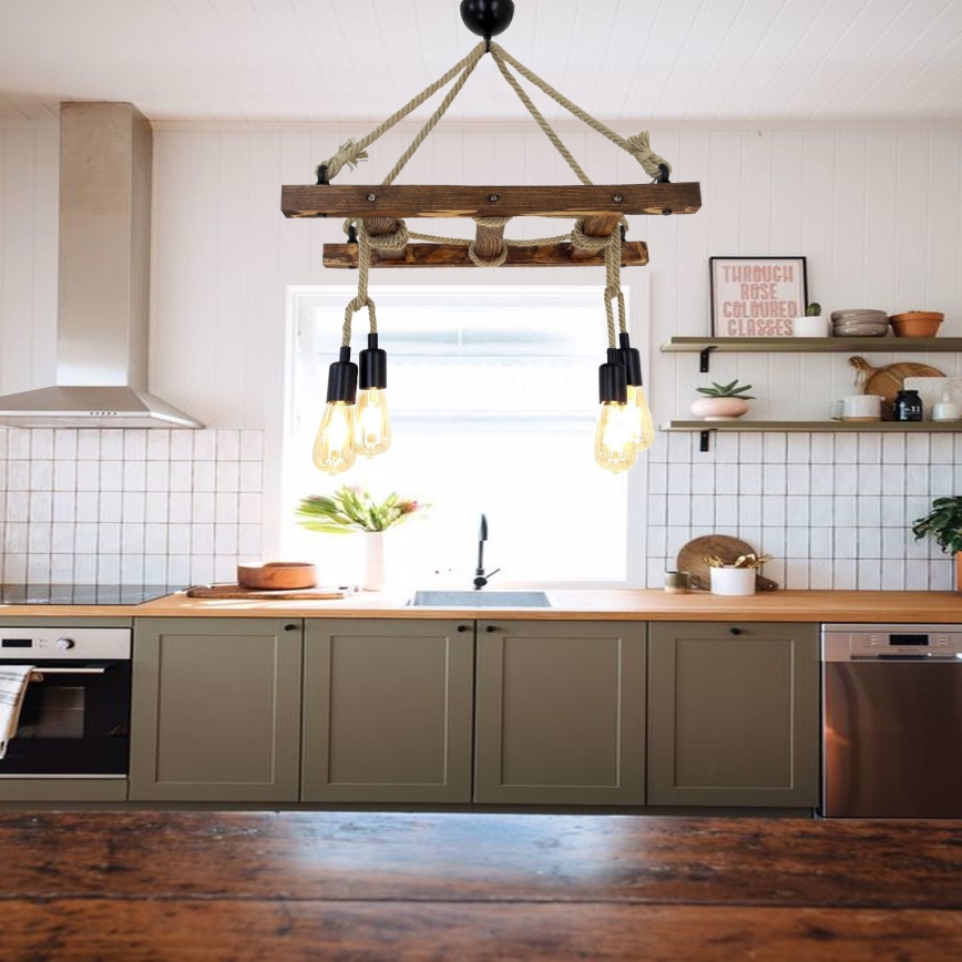 Ljusskrona med upphängningsrem  MERDIVEN 4xE27/40W/230V