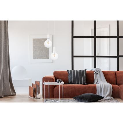 Ljuskrona med upphängningsrem MIROS 2xE27/60W/230V rund vit