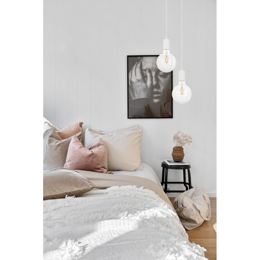 Ljuskrona med upphängningsrem MIROS 2xE27/60W/230V rund vit