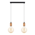 Ljuskrona med upphängningsrem MIROS 2xE27/60W/230V svart/koppar