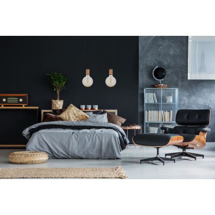 Ljuskrona med upphängningsrem MIROS 2xE27/60W/230V svart/koppar