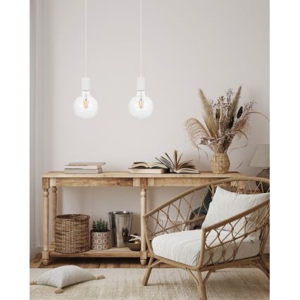 Ljuskrona med upphängningsrem MIROS 2xE27/60W/230V vit