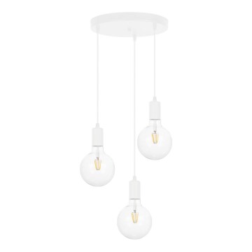 Ljuskrona med upphängningsrem MIROS 3xE27/60W/230V rund vit