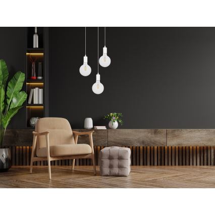 Ljuskrona med upphängningsrem MIROS 3xE27/60W/230V rund vit