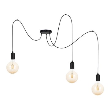 Ljuskrona med upphängningsrem MIROS 3xE27/60W/230V svart