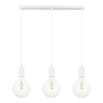 Ljuskrona med upphängningsrem MIROS 3xE27/60W/230V vit