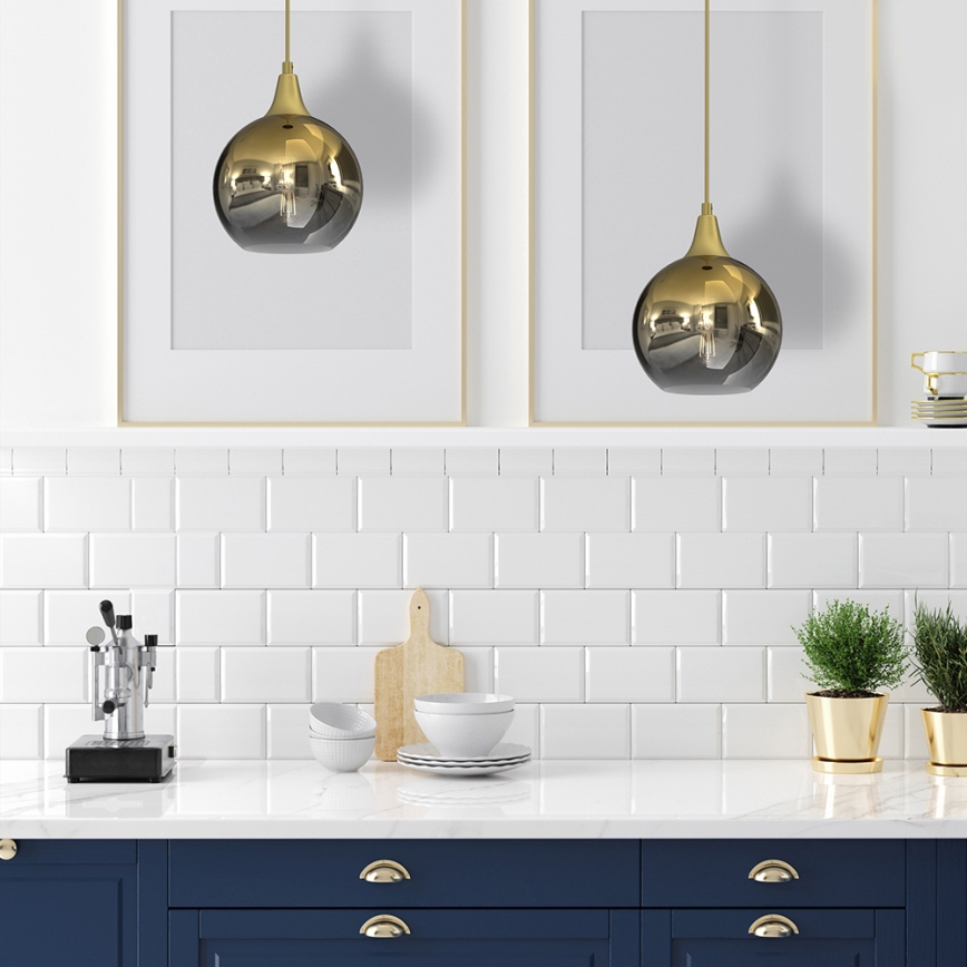 Ljuskrona med upphängningsrem MONTE 1xE27/60W/230V diameter 20 cm gyllene