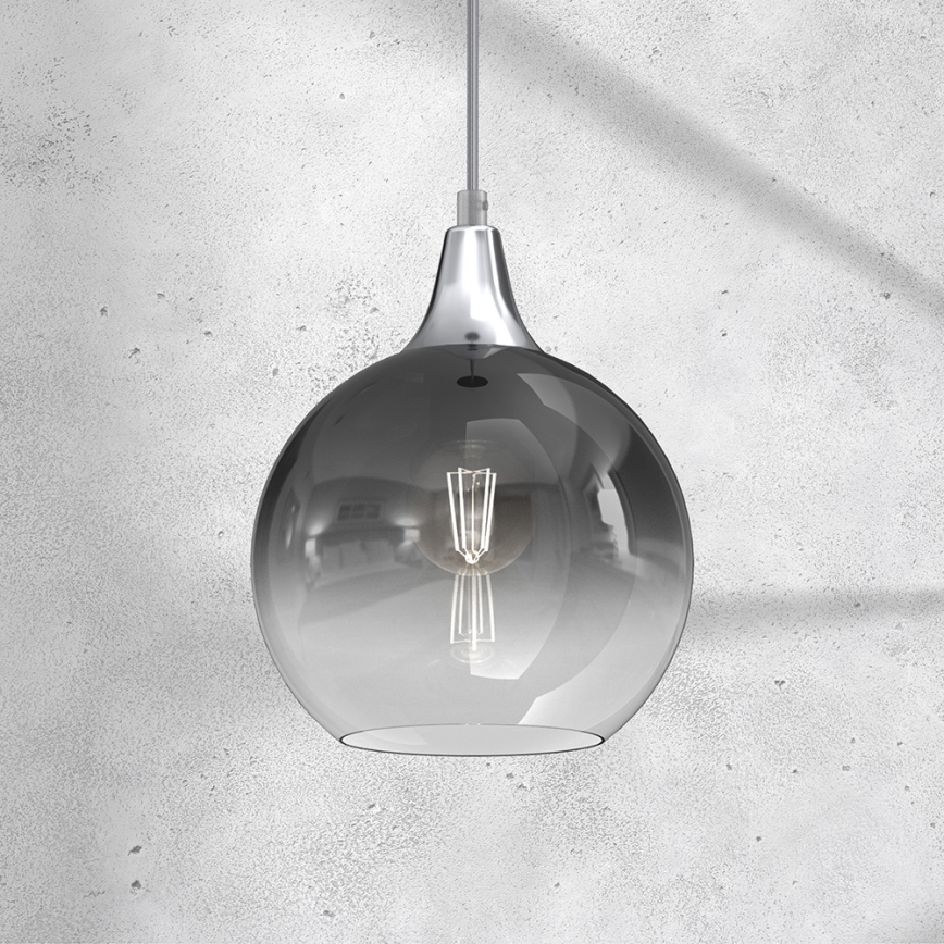 Ljuskrona med upphängningsrem MONTE 1xE27/60W/230V diameter 20 cm matt krom