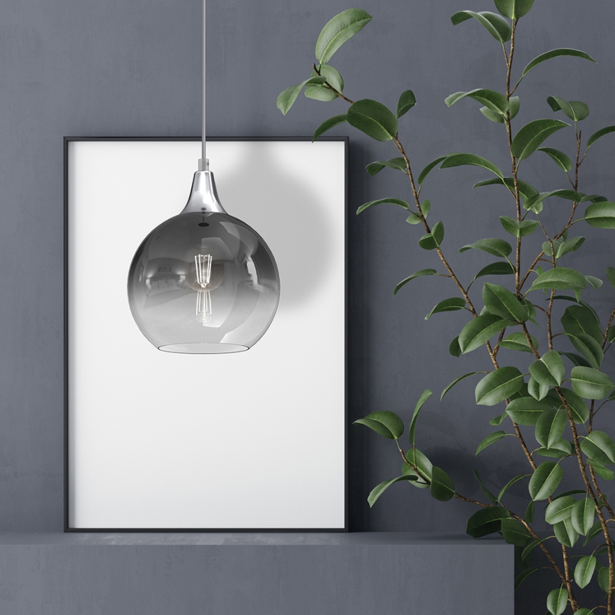 Ljuskrona med upphängningsrem MONTE 1xE27/60W/230V diameter 20 cm matt krom