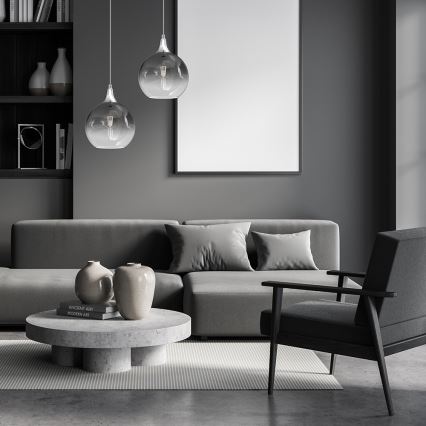 Ljuskrona med upphängningsrem MONTE 1xE27/60W/230V diameter 20 cm matt krom