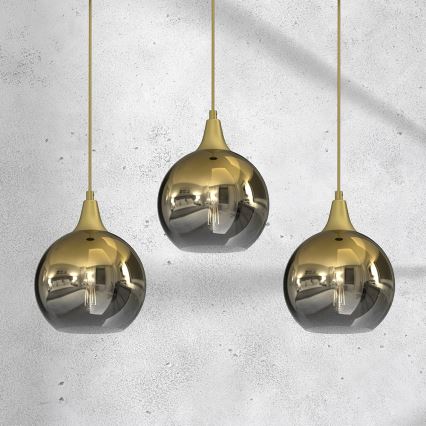 Ljuskrona med upphängningsrem MONTE 3xE27/60W/230V guld