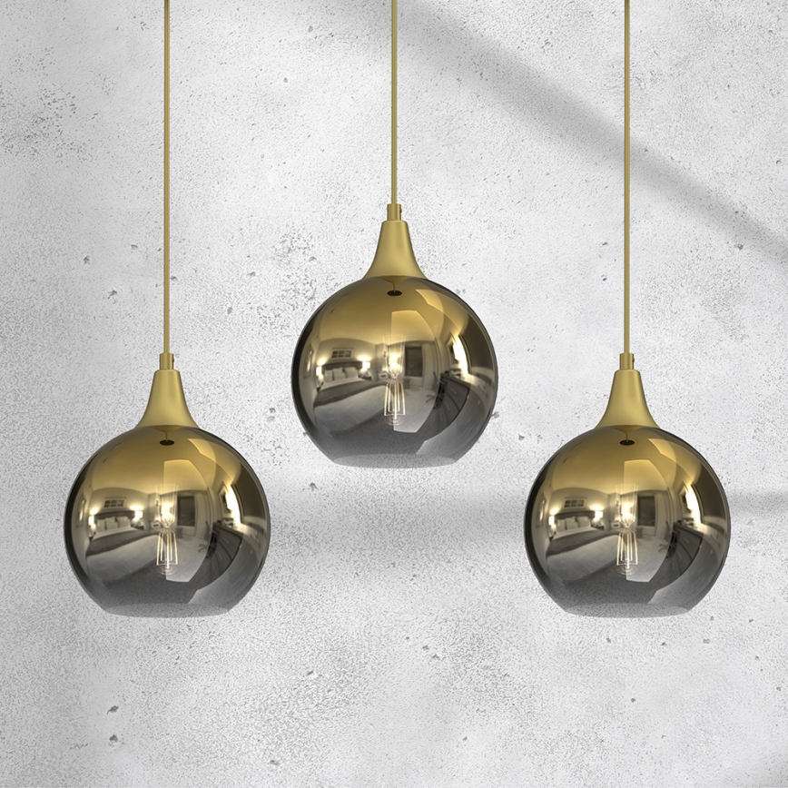 Ljuskrona med upphängningsrem MONTE 3xE27/60W/230V guld